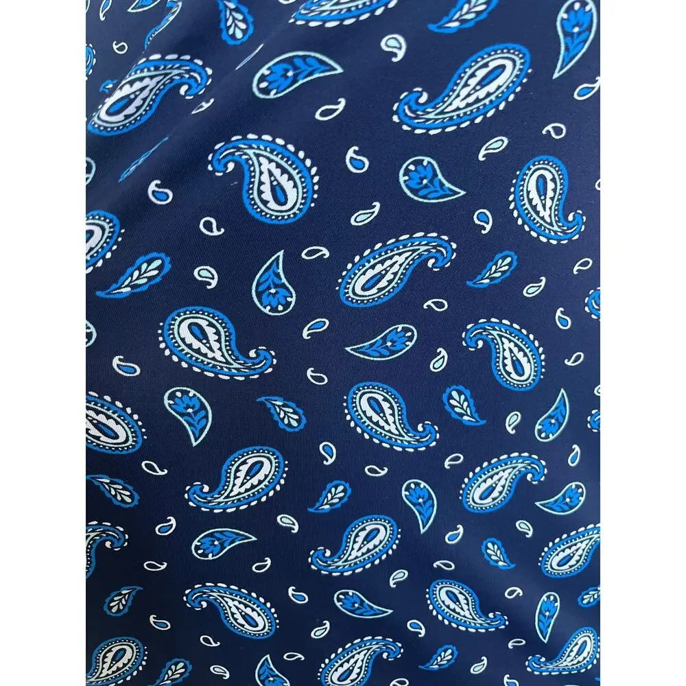 Lands End Swim Cover Up Long Sleeve 1/4 Zip Blue Paisley Pool Beach Stretchy 2X